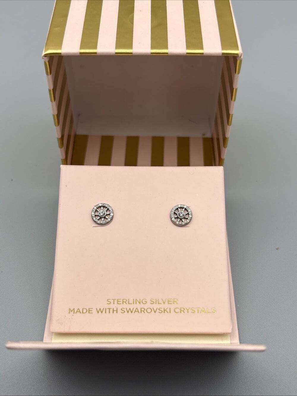 FAO Schwarz Sterling Silver Studs With Swarovski Crystals